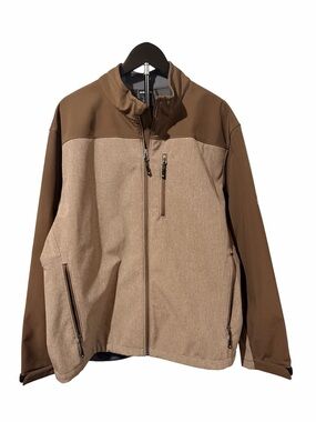 Solaris Men's Two-Tone Brown Softshell Lined Jacket XL Flaw Read Description